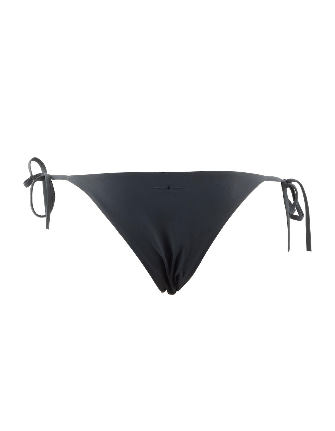 Nachhaltiger Damen Tie Side Bikini Slip in Anthrazit aus recyceltem italienischem Stoff, cheeky Schnitt und verstellbare Seitenbänder