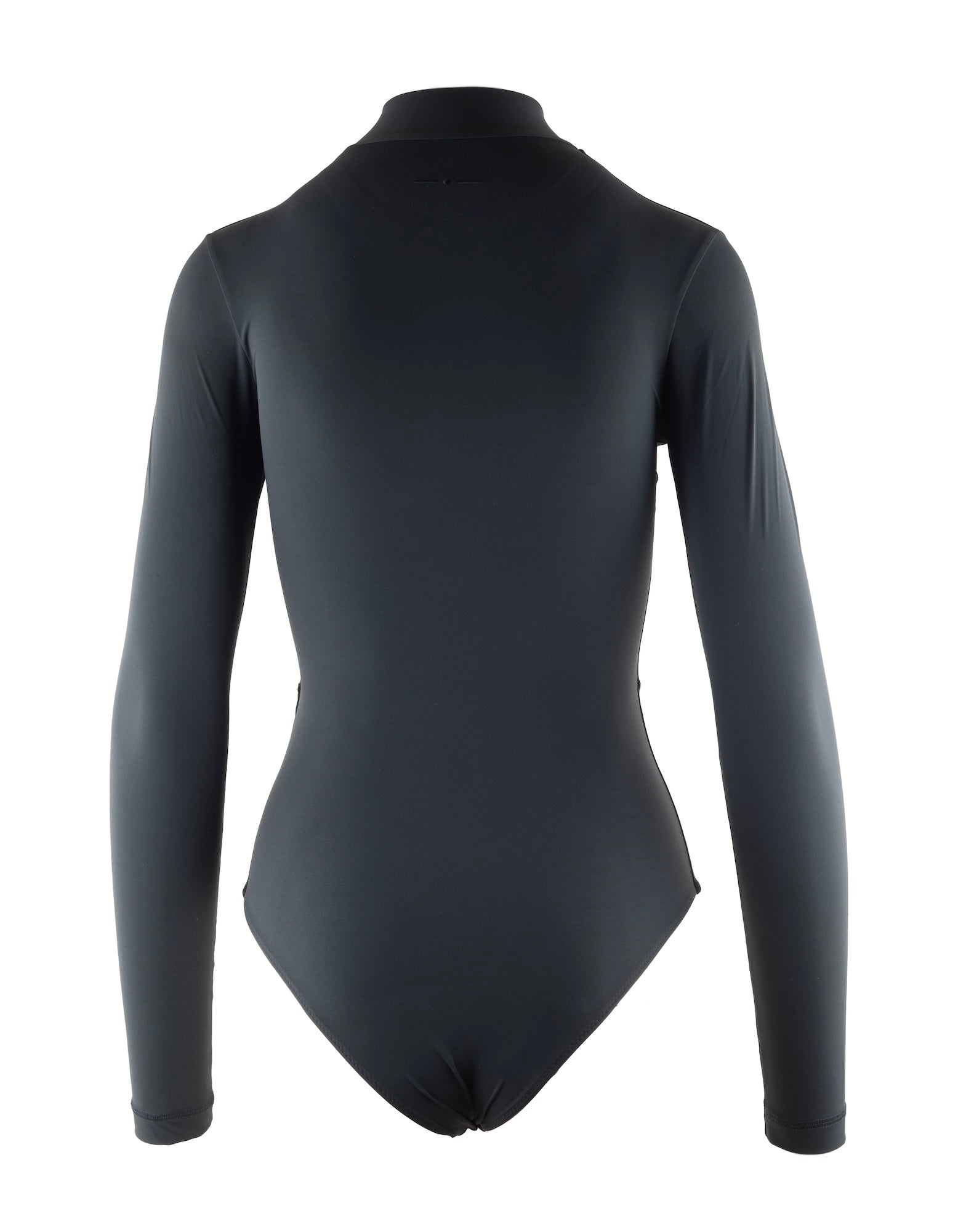 Nachhaltiger langarm Damen UV-Schutz Badeanzug Rashguard in Anthrazit aus recyceltem italienischem Stoff mit Zip und UPF 50+