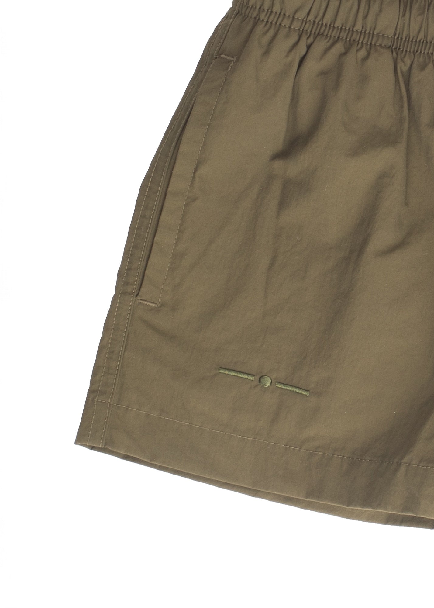 Nachhaltige Kinder Badeshorts Oliv mit Kordelzug und Taschen
