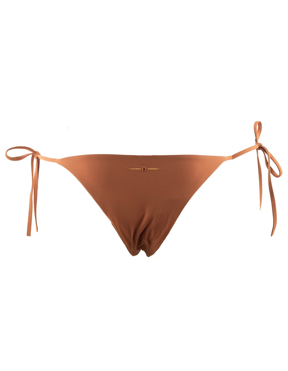 Damen Tie Side Bikini Slip in Terracotta aus recyceltem italienischem Stoff, cheeky Schnitt und verstellbare Seitenbänder